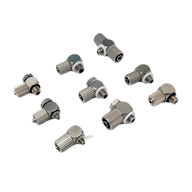 2Pcs 304 stainless steel fittings micro connector Mini M5 thread 4mm PU tube straight  Elbow bend M5-4 air cylinder connector