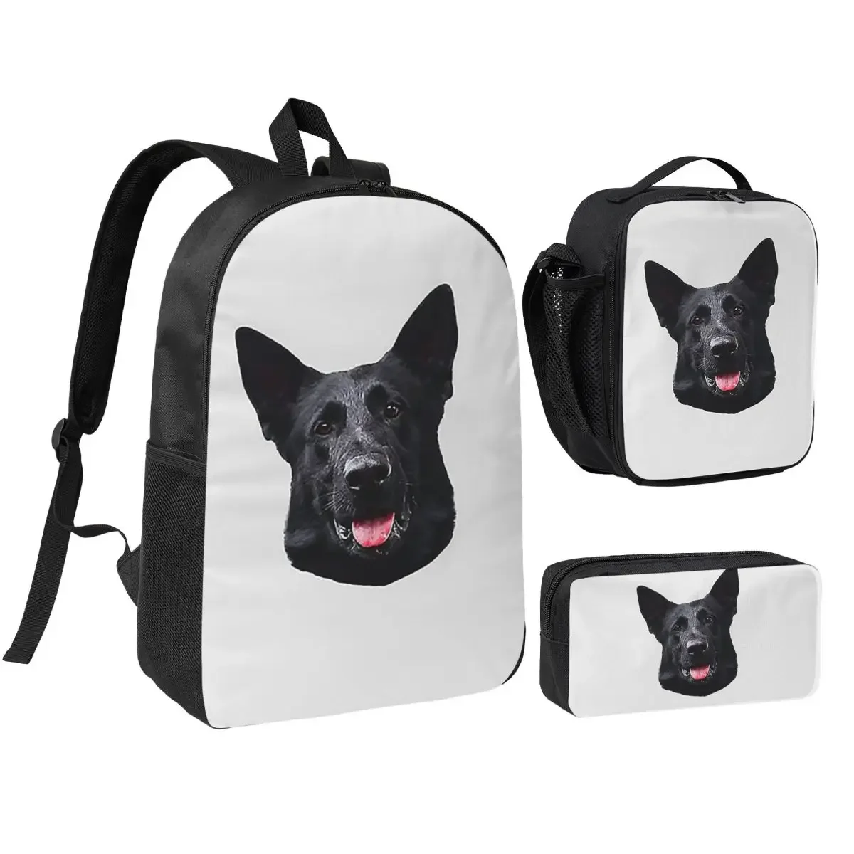 Black German Shepherd Dog Stunning Backpack Student BookBag School Bag Laptop Shoulder Bags 3ps Insulated Lunch Bag Pencil Case