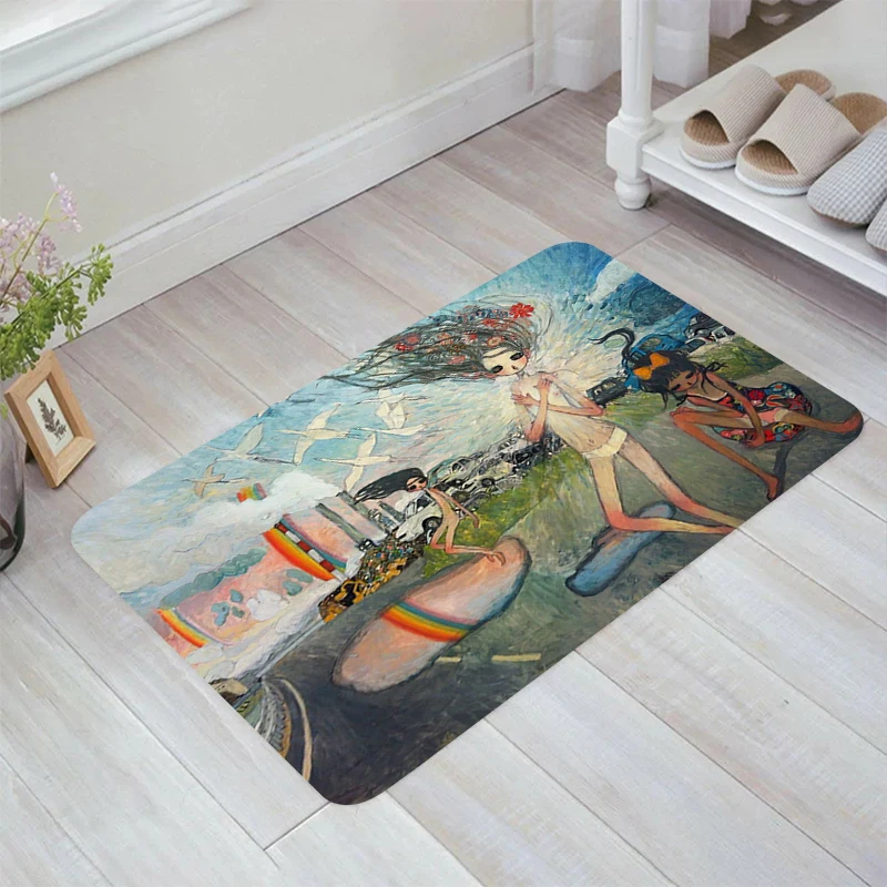 Aya Takano Art Floor Mat Carpets Doormat Entrance Door Balcony Kitchen Rug Home Aesthetic Room Decoration Rugs Foot Carpet Mats