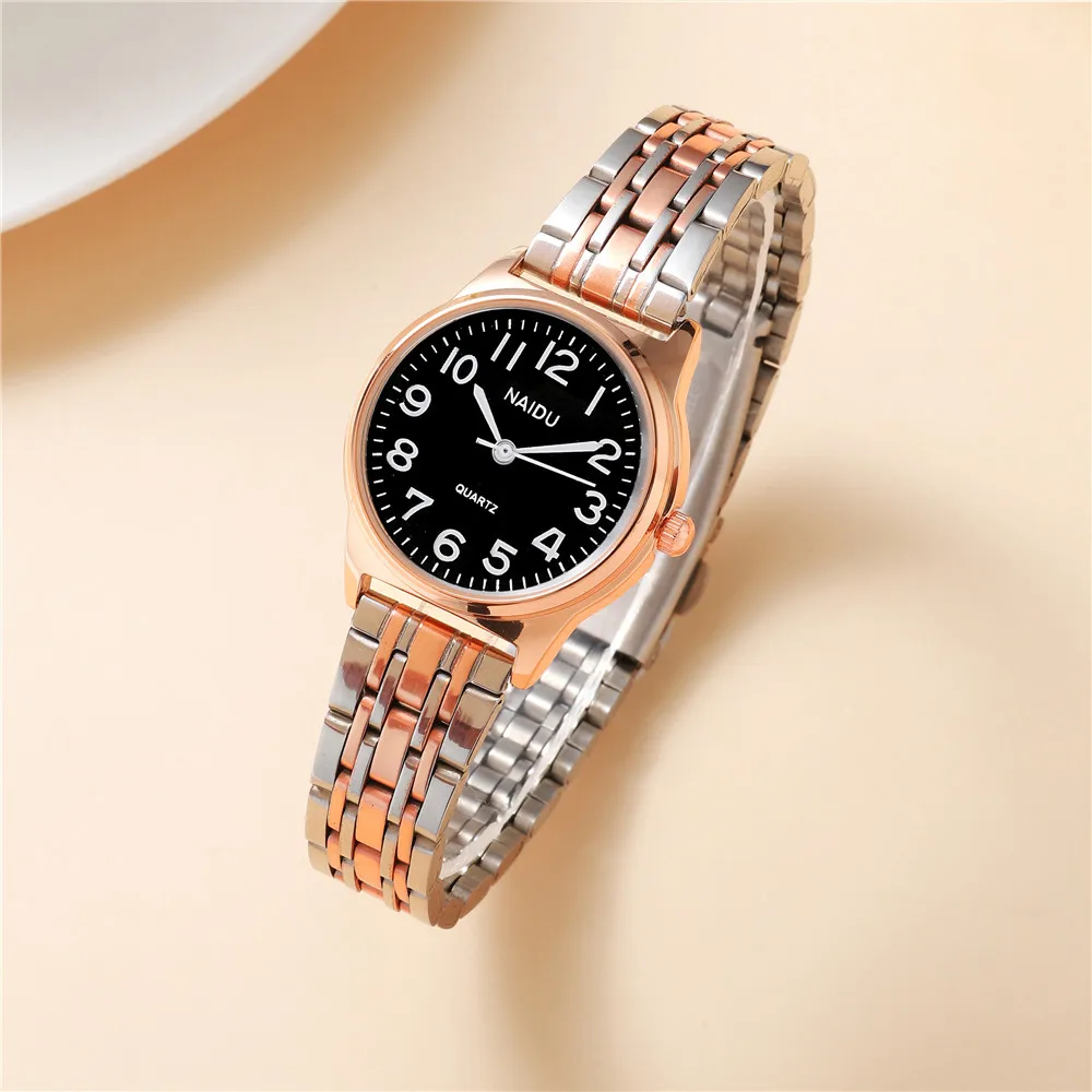 Women's Luxury Small Round Dial Quartz Steel Wristwatch