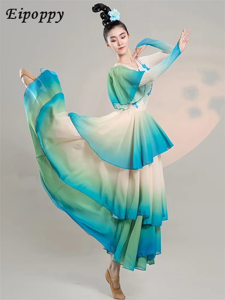 

Drunken Clear Wave Dance Dress Gradient Color