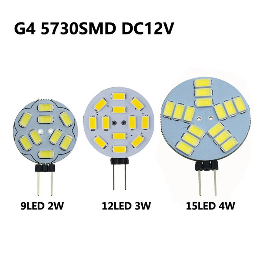 

10PCS G4 Led 5630 5730 SMD Lamp CRI90 2W 3W 4W DC 12V 9/12/15Leds 360 Degree White Marine Camper Rv Led Light Lamp Bulb