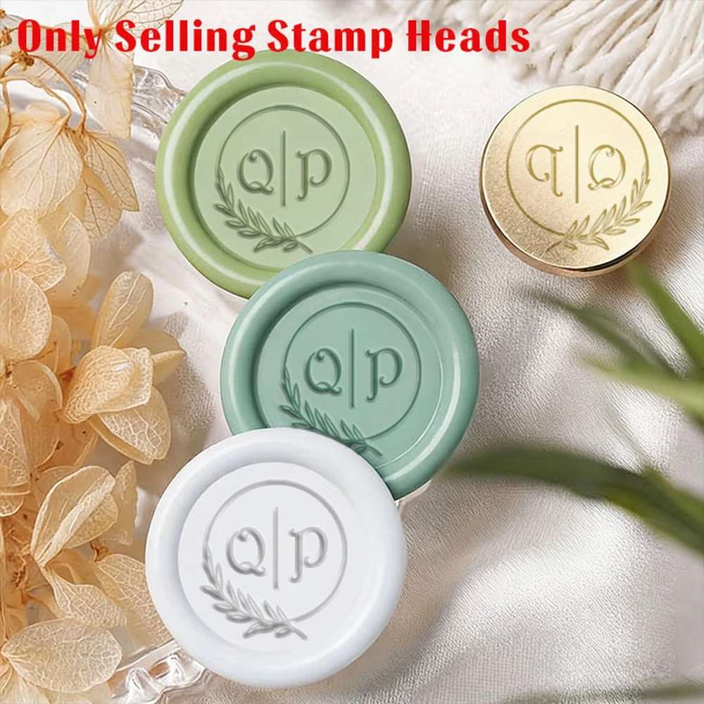 Fashion Leaf Pattern Custom Engraved Initials Copper Wax Stamp Perfect for Wedding Invitations, Holiday Cardsand Gift Wrapping