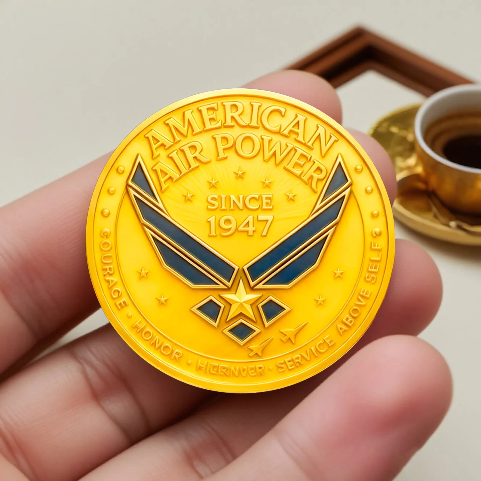 مجموعة طباعة مطلية بالذهب من القوات الجوية الأمريكية Fly Fight Win، عملة تذكارية للطاقة الجوية الأمريكية منذ عام 1947 #5