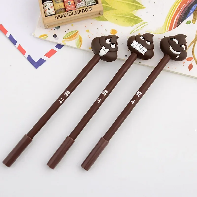 

50 шт., креативная милая шариковая ручка с героями мультфильмов, мультяшная шариковая ручка с реалистичным выражением какашек, шариковая ручка, гелевая ручка, черные канцелярские принадлежности