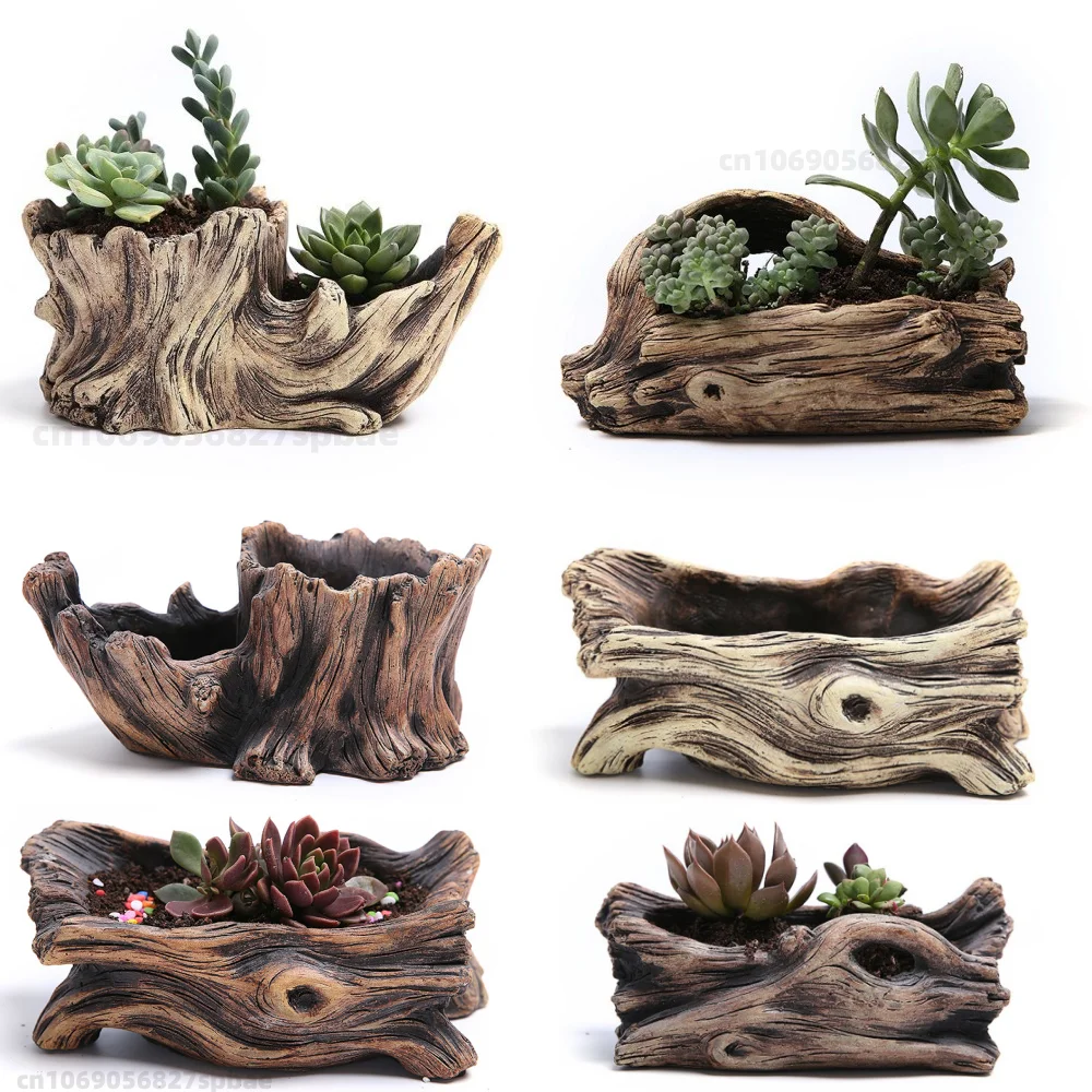 Creative Tree Shaped Succulent Planter Desk Flower Pot Retro Landscape Ornament Garden Cactus Plant Pot Outdoor Indoor Container