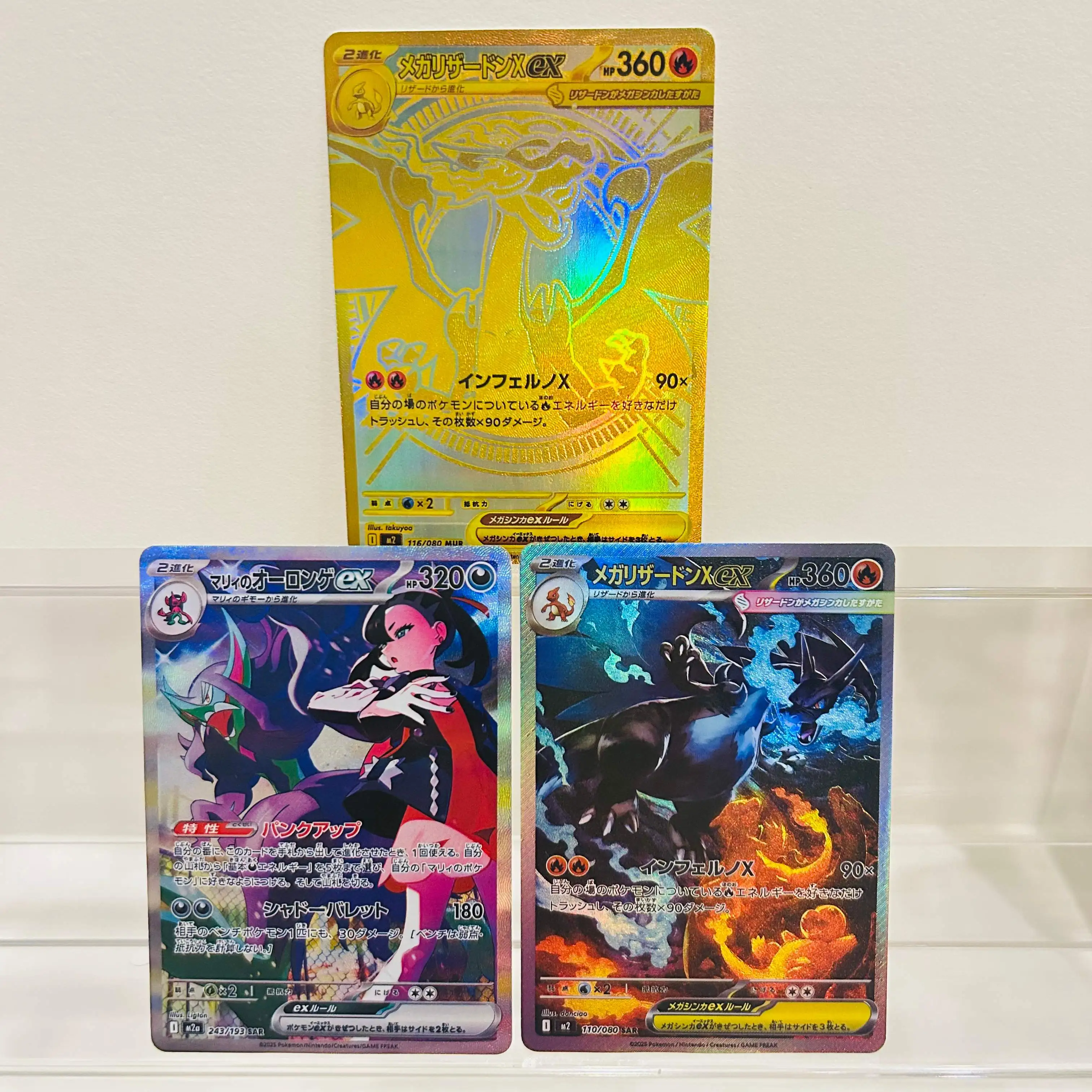

Pokemon EX 3pcs Set Charizard Marnie's Ogerpon Holographic Texture Perfect Condition DIY Premium Anime Collection Card