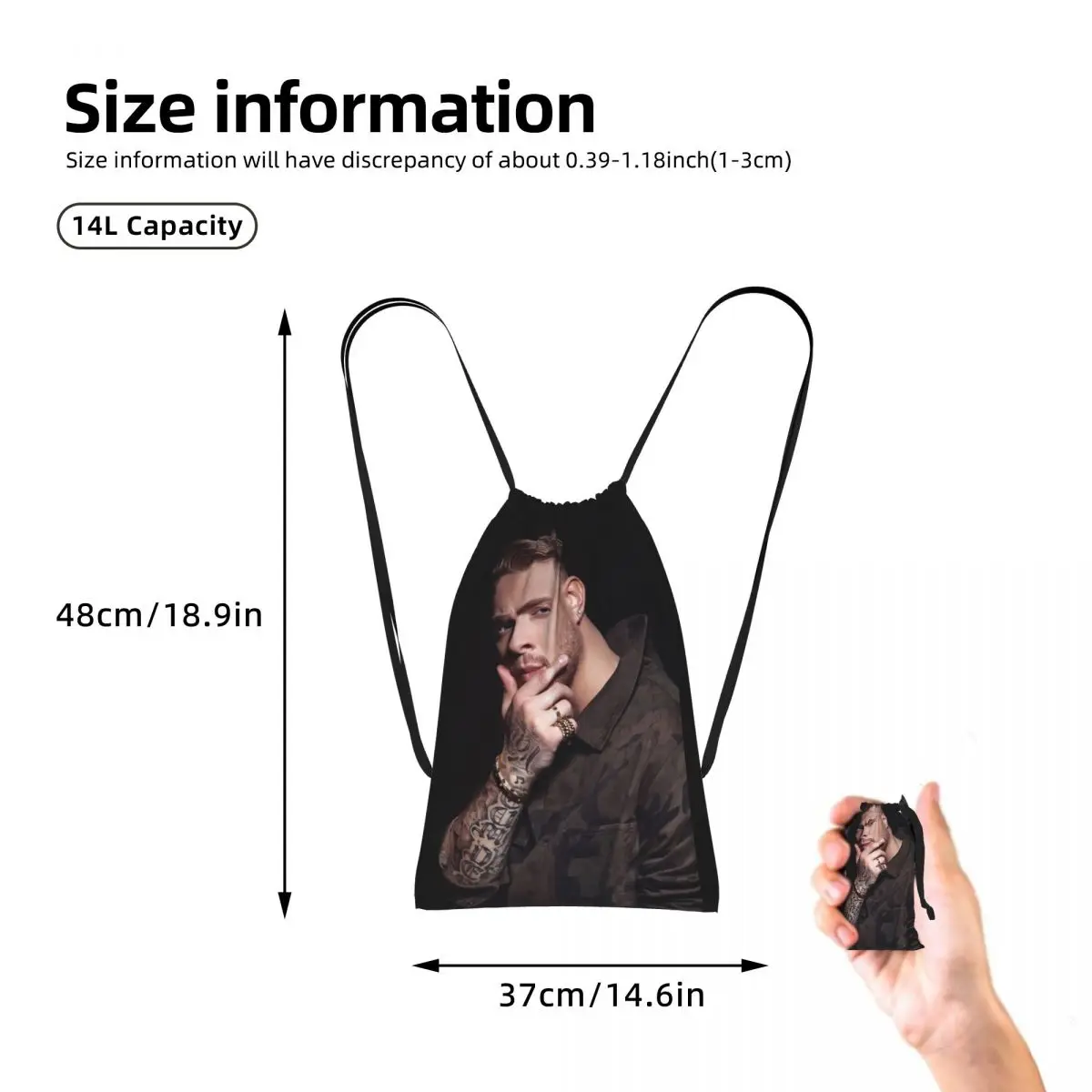 Custom Egor Kreed Russian Rapper Drawstring Backpack hiking cycling Bag Portable Travel Drawstring Bag for Men Women