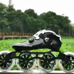 Patines de velocidad en línea para adultos y niños, 3 / 4 ruedas, 90mm, 100mm, 110mm, 6 capas, fibra de carbono