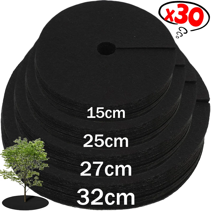 

5-30pcs Reusable Non-Woven Weeding Barrier Tree Mulch Rings Protector Mats Anti Grass Cloth Films Garden Netting Blanket Cushion