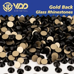 VDD 002 Jet High Quality SS4-SS20 Glass Rhinestones Crystal Gold Flatback Strass Stones For DIY Nail Art Crafts Decorations