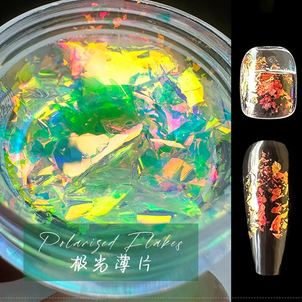 1Jar Aurora Chameleon Flakes Nail Art Decorations Iridescent Ultra-Thin Dreamy Colorful Glitter Opal Powder for Manicure Design*