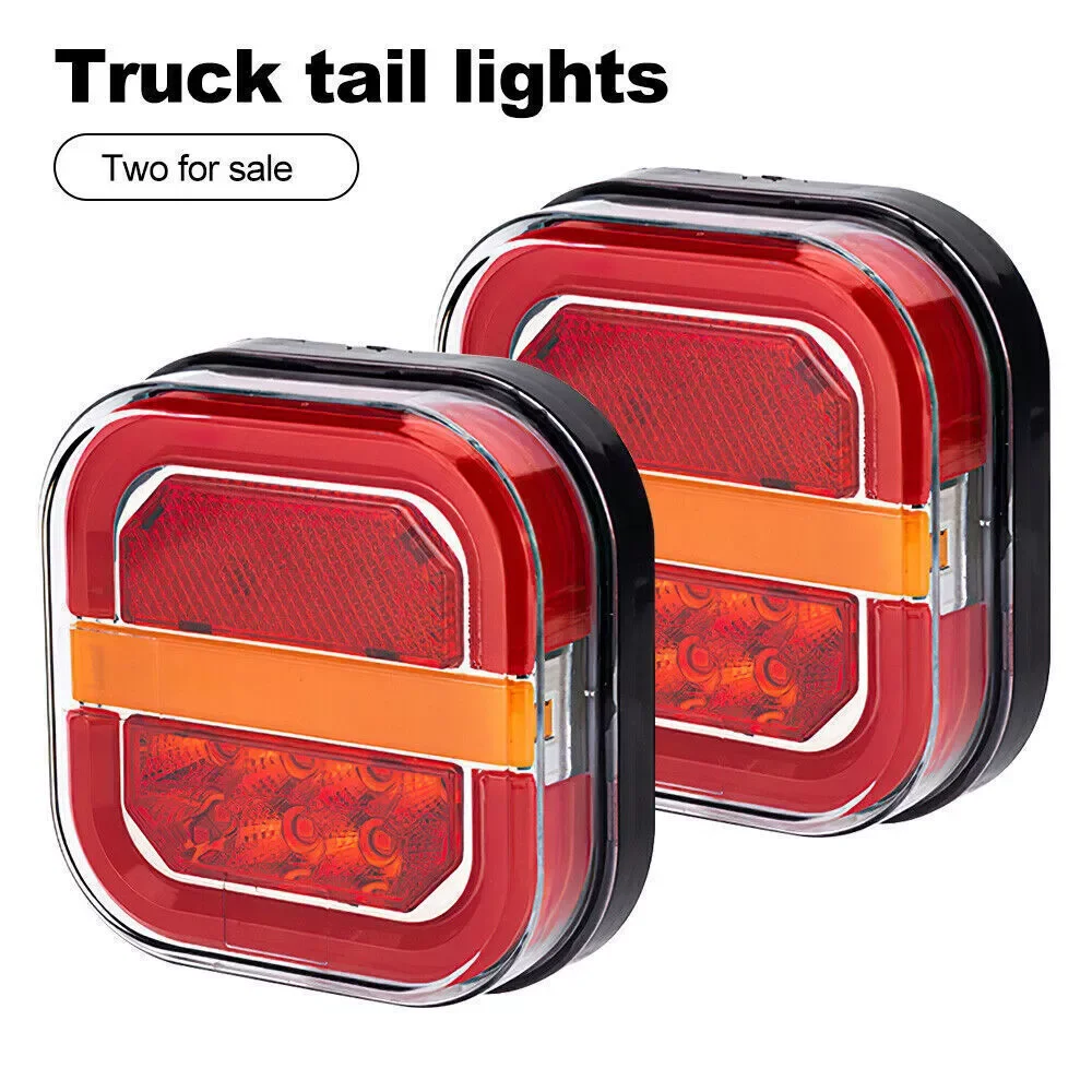 2x 12v 24V LED Rear Taillights Universal Truck LED Brake Taillights Waterproof Versatile Turn Signal Dynamic Indicator Lights