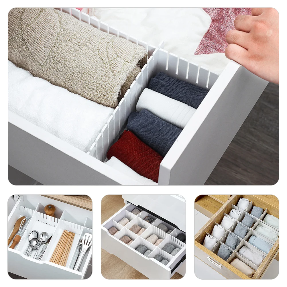 

12Pcs Adjustable DIY Plastic Drawer Dividers Household Organizers for Socks Drawer Vanity Storage Sub-Grid Separators