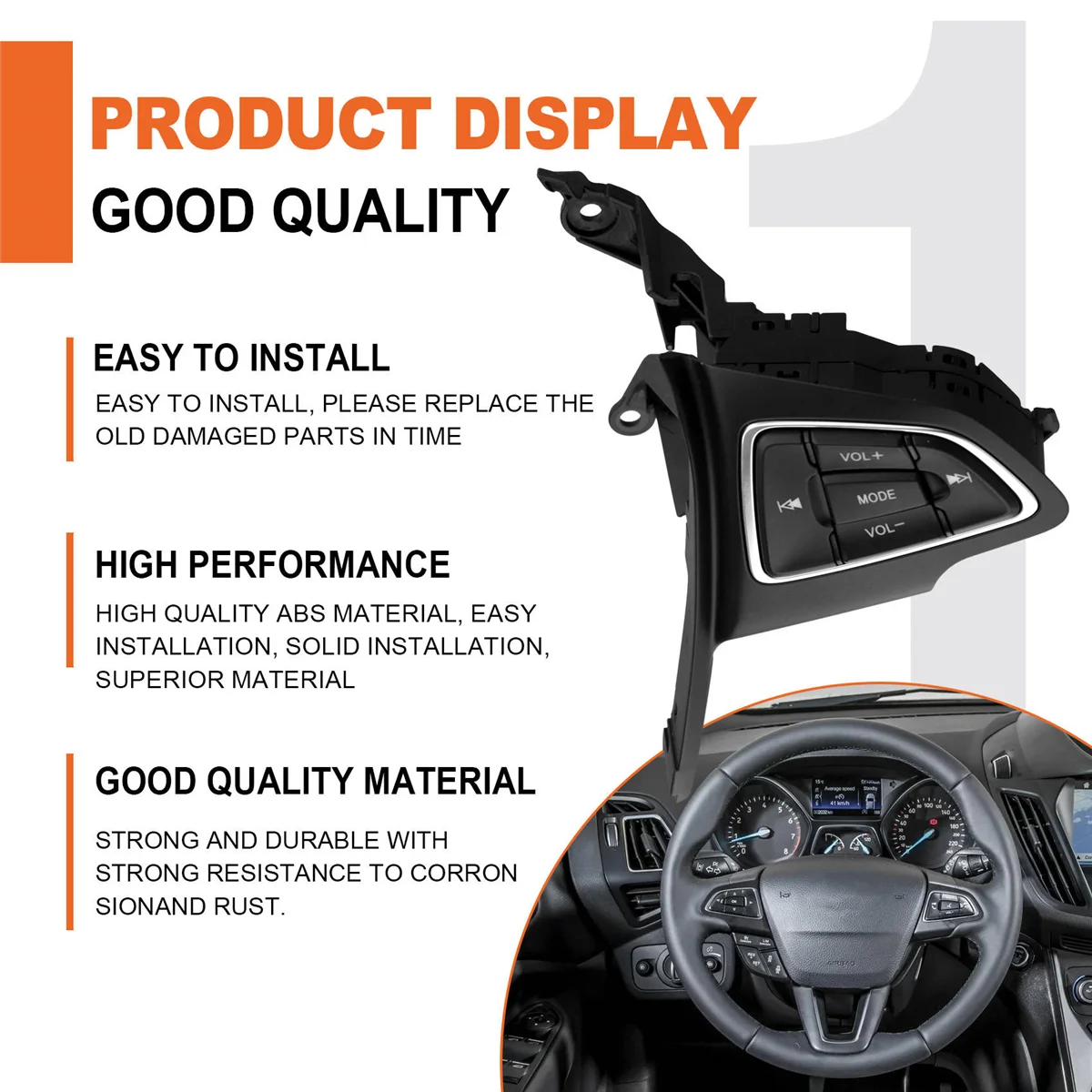 STE-eCar عجلة القيادة تعديل حجم الحق زر التبديل الجمعية GJ5T-14K147AA لفورد كوغا 2017-2020 التركيز #4