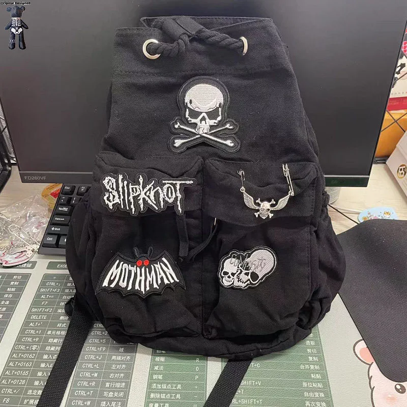 Y2K Streetwear backpack large capacity schoolbags women Men spicy girls backpacks harajuku students gothic skeleton punk Bag