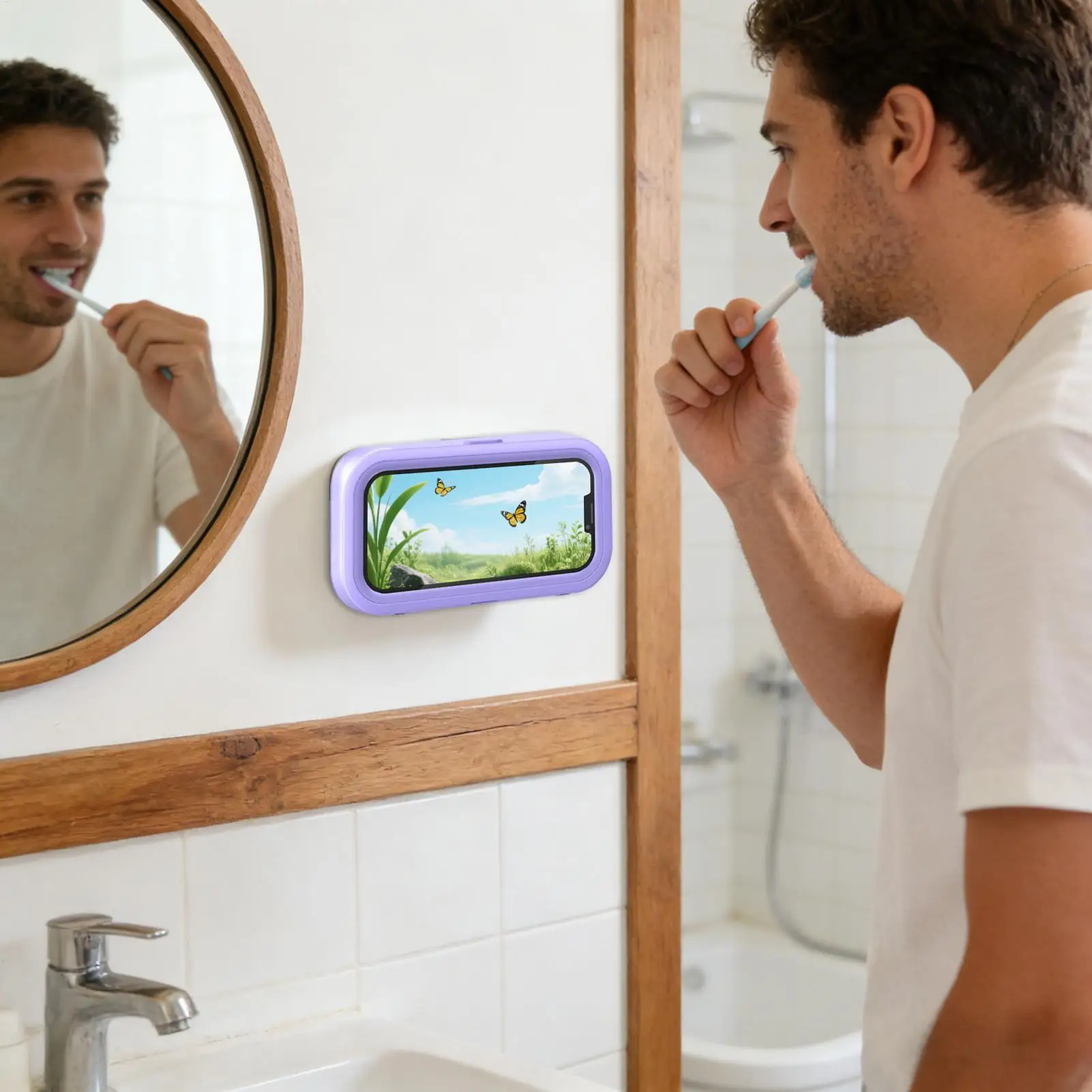 Bathroom Phone Holder 360 Degree Rotation Stand Touch Screen Bathroom Phone Mount For Mirror Kitchen Beach Bathtub Travel Gym