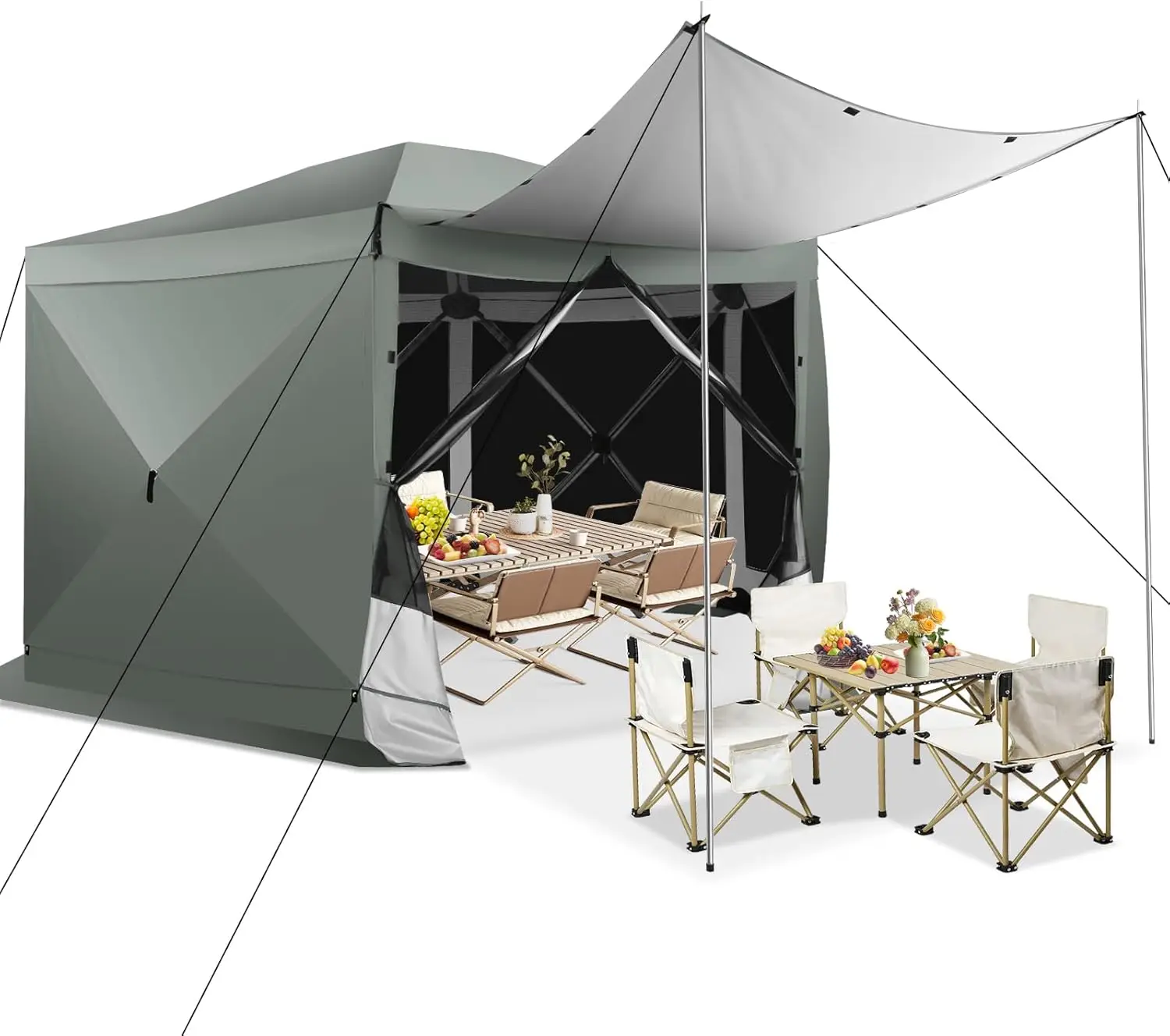 Pop Up Gazebo Screen Tent Screen House for Camping, 12x12 Screen Room with Mosquito Netting, Hub Tent Instant Screened Ca