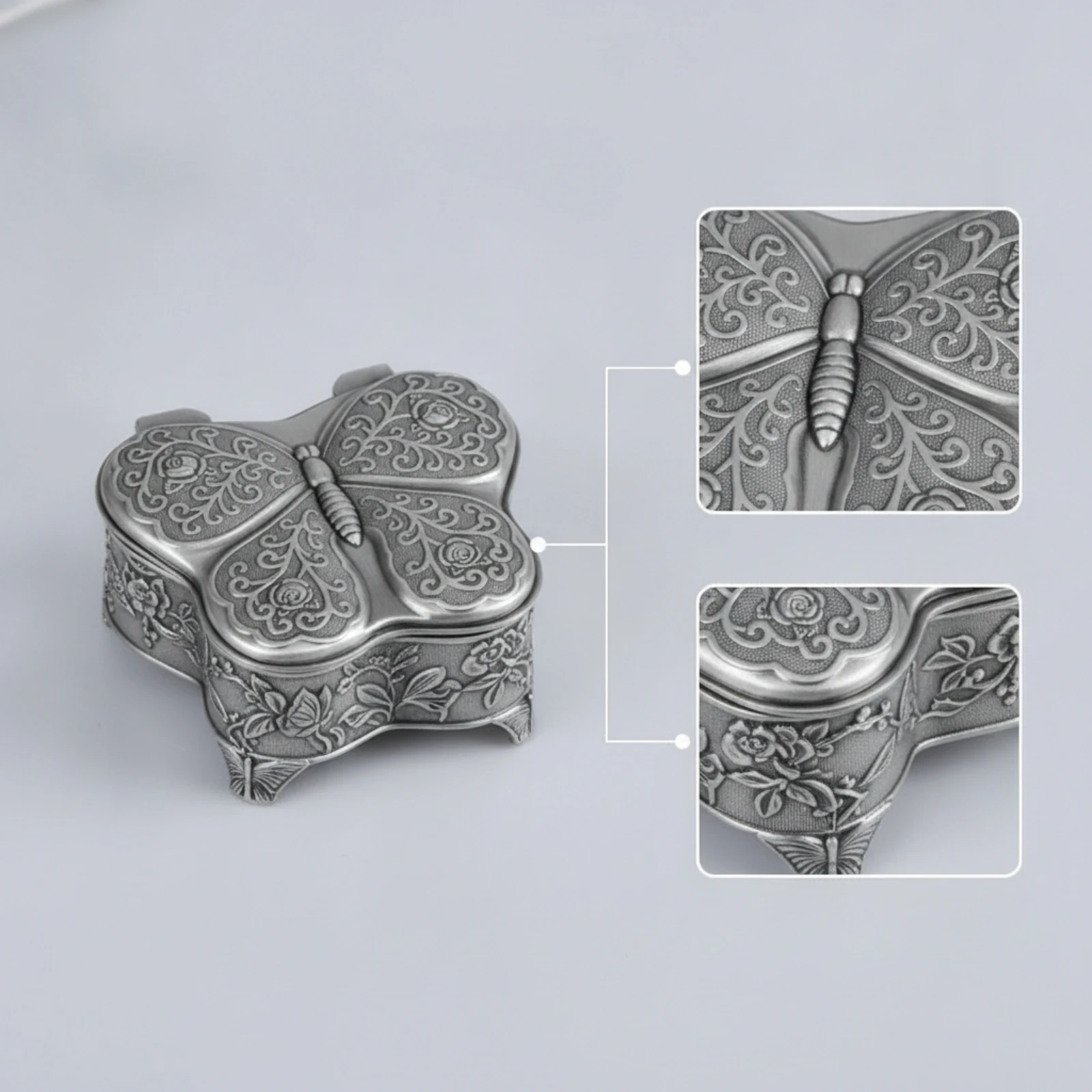 Butterfly Jewelry Box Compact Jewelry Box with Hinged Lid Elegant Secure for Women, Vanity, Dresser