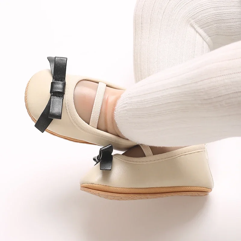 Scarpe per bambini Neonate Principessa PU Scarpe prescolari Scarpe formali Fiocco Principessa Festa di nozze Scarpe antiscivolo per primo passo 0-18M