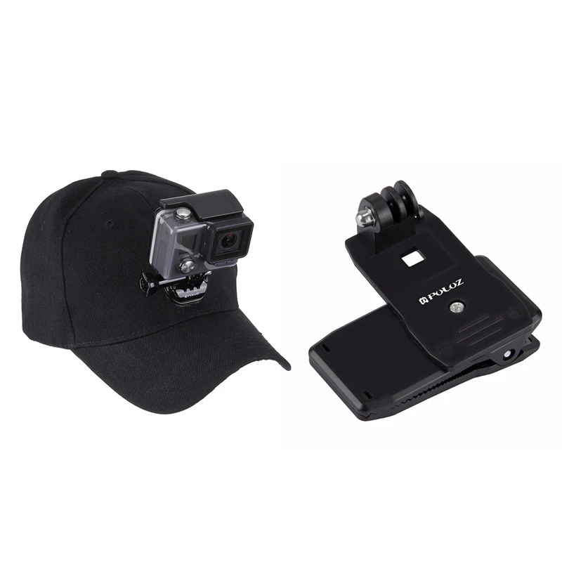 ข้อเสนอยอดนิยม PULUZ 2 ชิ้นสําหรับอุปกรณ์เสริม Go Pro: 1 ชิ้นหมวกกันแดดกลางแจ้ง Topi หมวกเบสบอลพร้อมตัวยึดและ 1 ชิ้น 360 องศา Backp