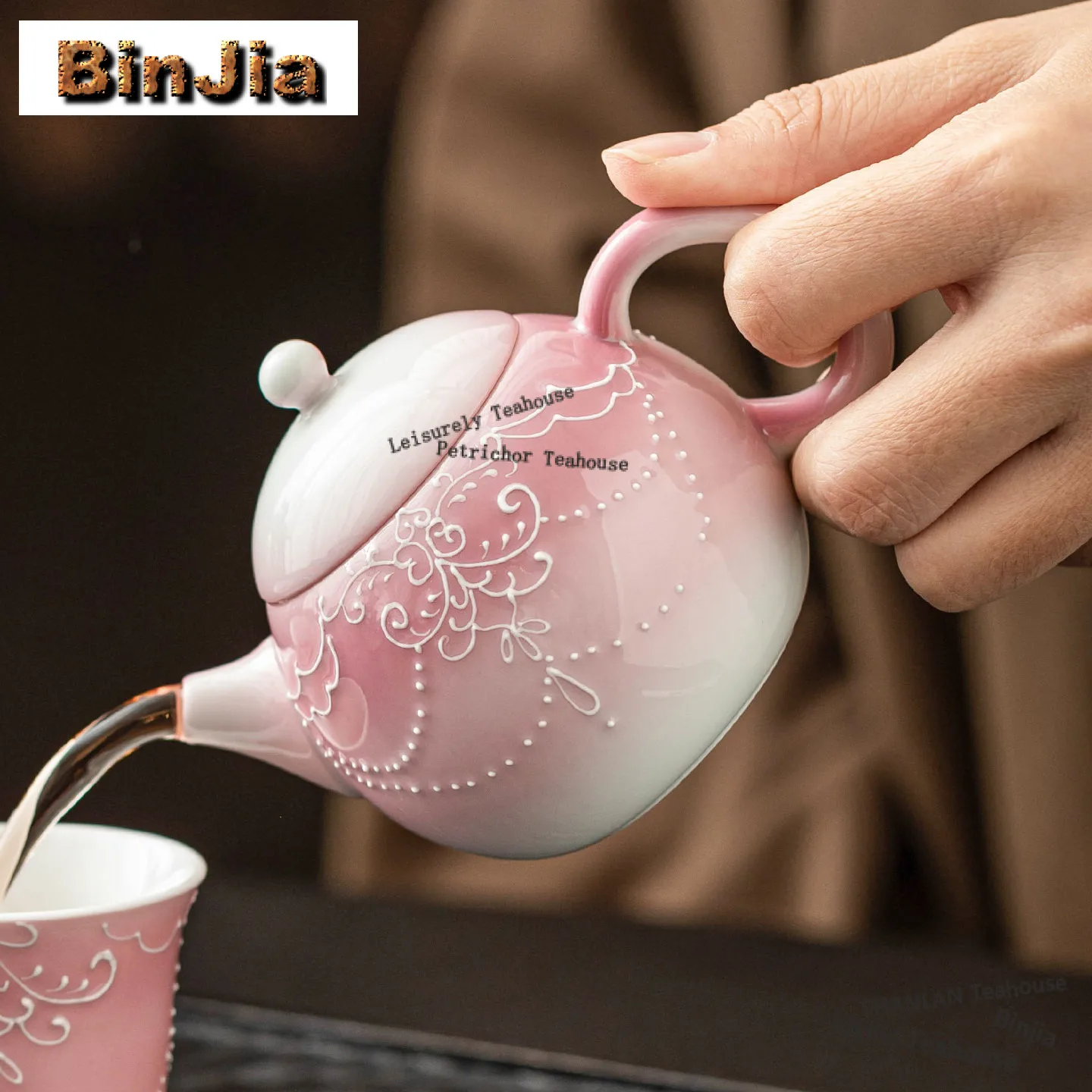 126ml Gradient Pink Wen Dan Pot Hand-painted Beaded Curtains Pot Retro Tea Infuser Pot Tea Soaking Kettle With Filter Teaware