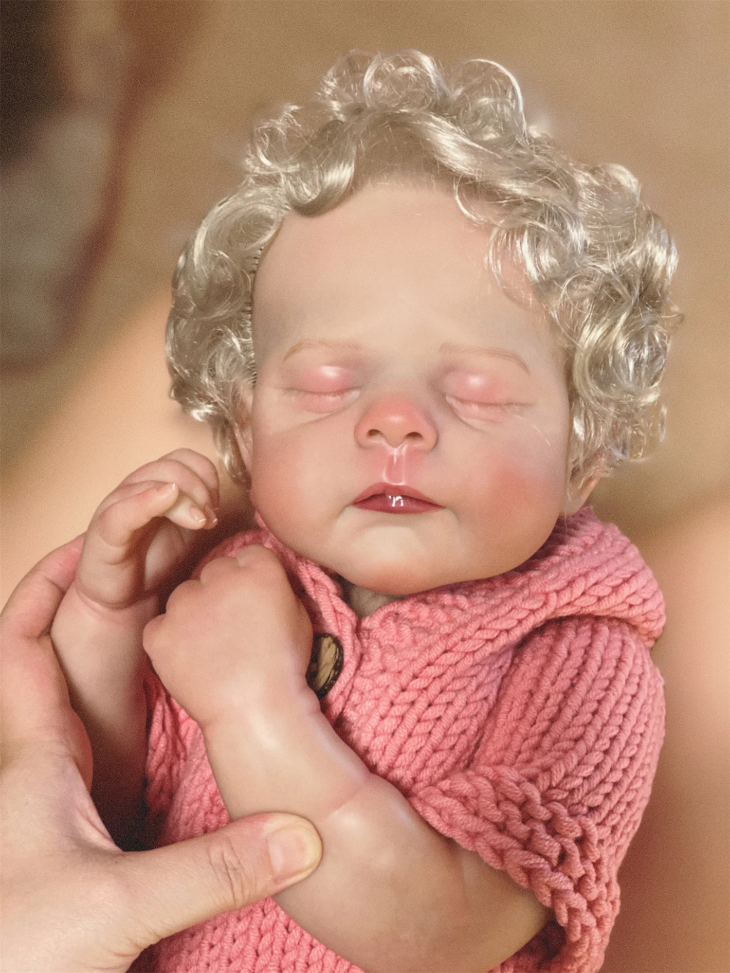 48cm olhos fechados eric bebe reborn boneca com cabelo enraizado pano macio corpo 3d pintado pele com veias visíveis boneca reborn
