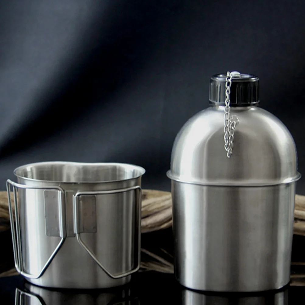Camping Kettle Water Bottle Gourd Army Flask Canteen Cantil Spigot Green Outdoor Container Travel