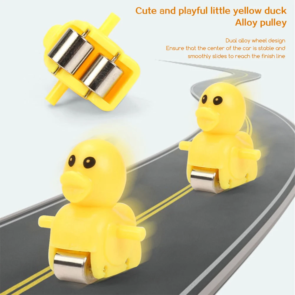 Juego de tobogán de montaña rusa de patos, estilo Montessori, preescolar, escalada, patos, pista de carreras, luces, música, juego de pista educativo
