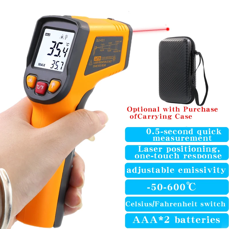 NJTY thermomètre infrarouge industriel haute précision pistolet de température électronique eau huile température mètre cuisine cuisson