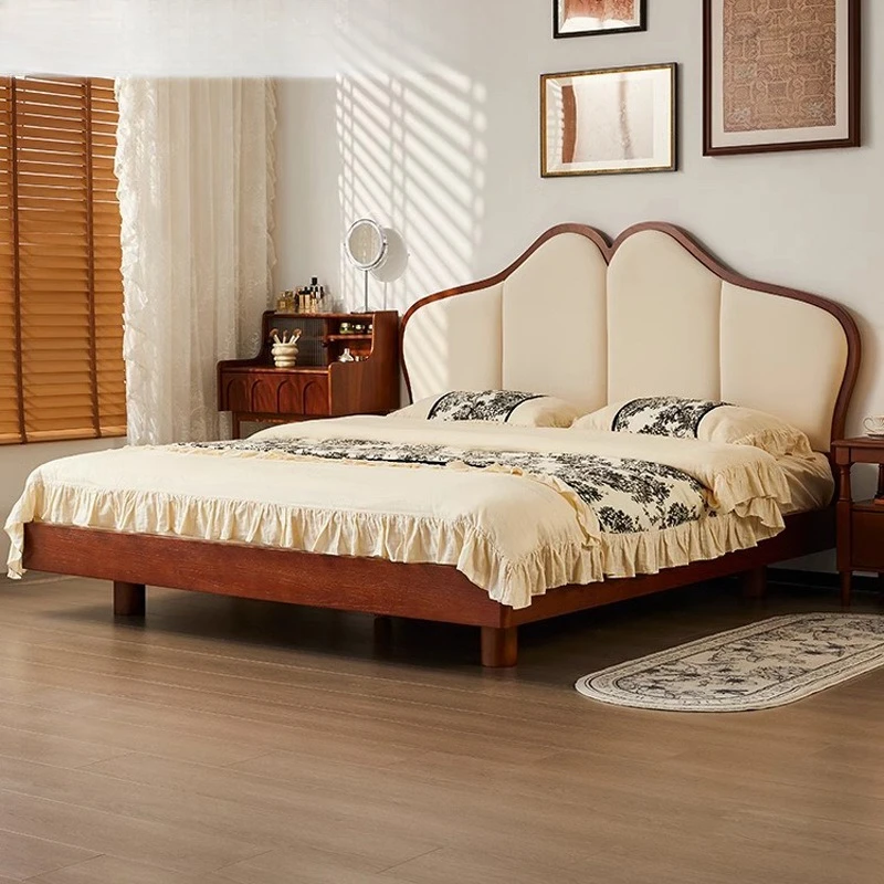 

French medieval suspended butterfly bed Small apartment space-saving double bed 1.8 * 2 meters solid wood fabric bed