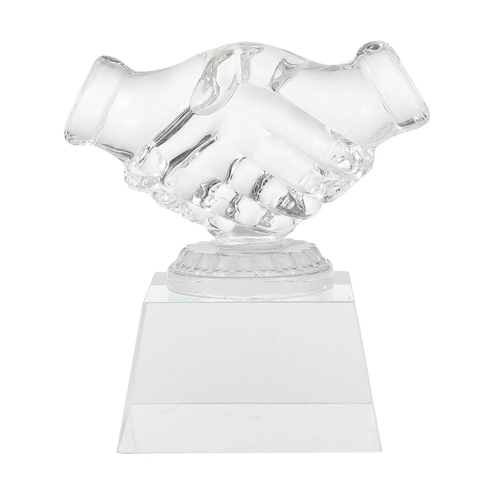 

Handshake Trophy Crystal for Decor Winner Trophies Awards Clear Thumb Party Cup Decorate