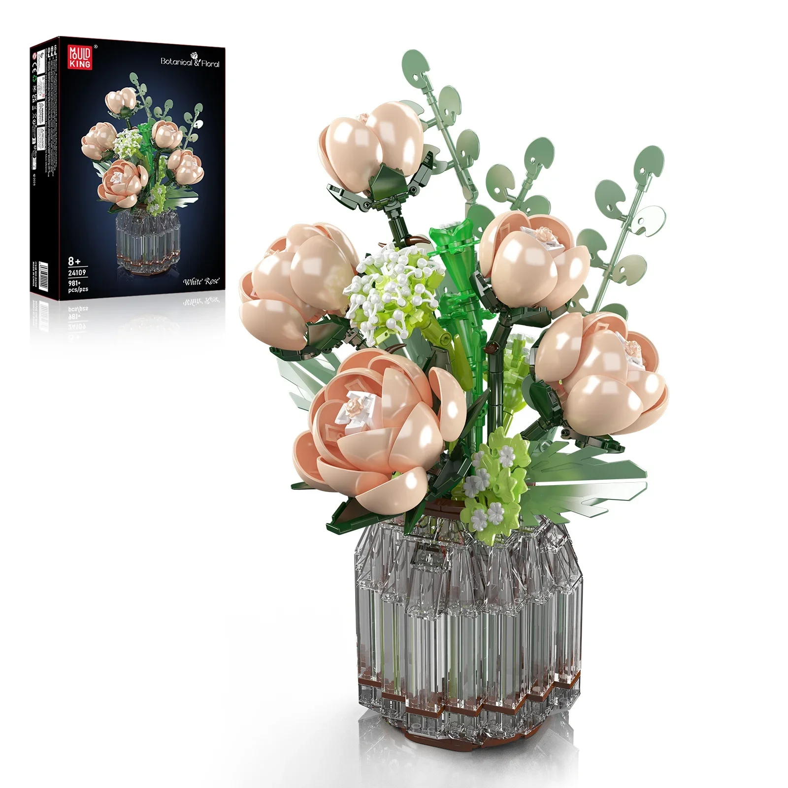 

981pcs Hundred Roses Plant Flower Building Blocks DIY Creative Construction Toy with 6 Flower Options