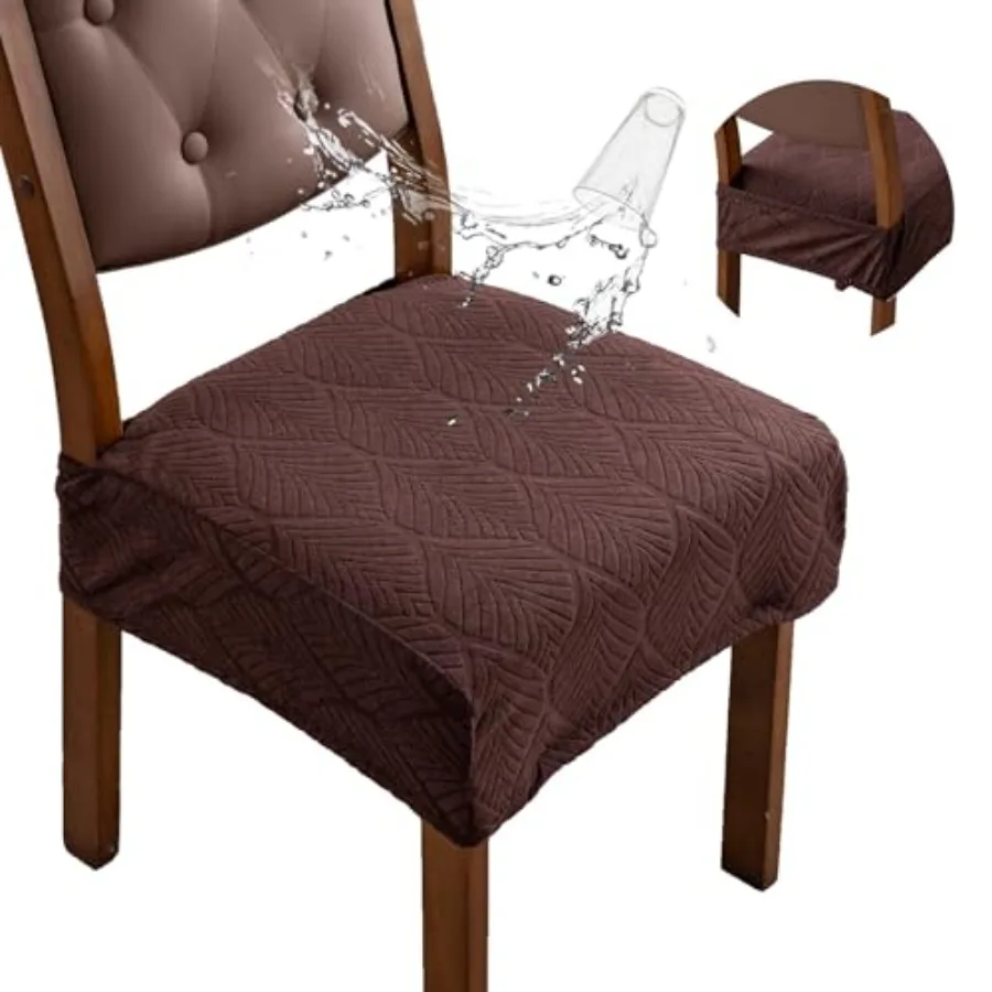 

Removable Washable Dining Chair Seat Covers Set of 6Stretch Jacquard Chair Seat Cushion Protector Slipcovers Rear Covers
