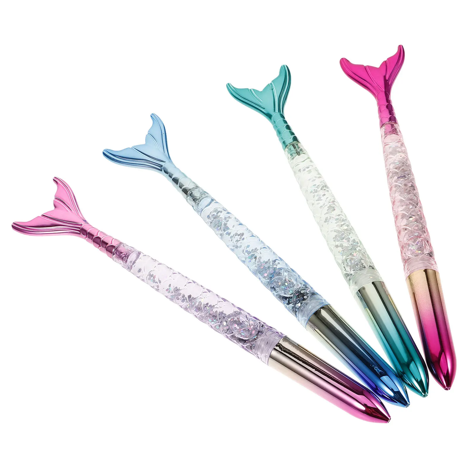 4Pcs 사랑스러운 사인 펜 인어 모양 디자인 사용하기 쉽고 보관하기 쉬운 학생용 사무실 펜 학습 문구류