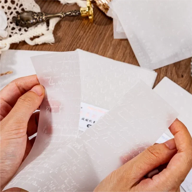 10 Sheets Transparent 3D Emboss Material Scrapbooking Transparent Background Sulfuric Paper Acid Memo Cuttable Base Paper