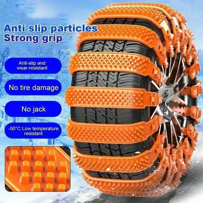 1-10PCS Rubber Snow Chains Universal Fit for Car SUV Sedan Van Thickened Durable Anti Slip for Icy Snowy Roads