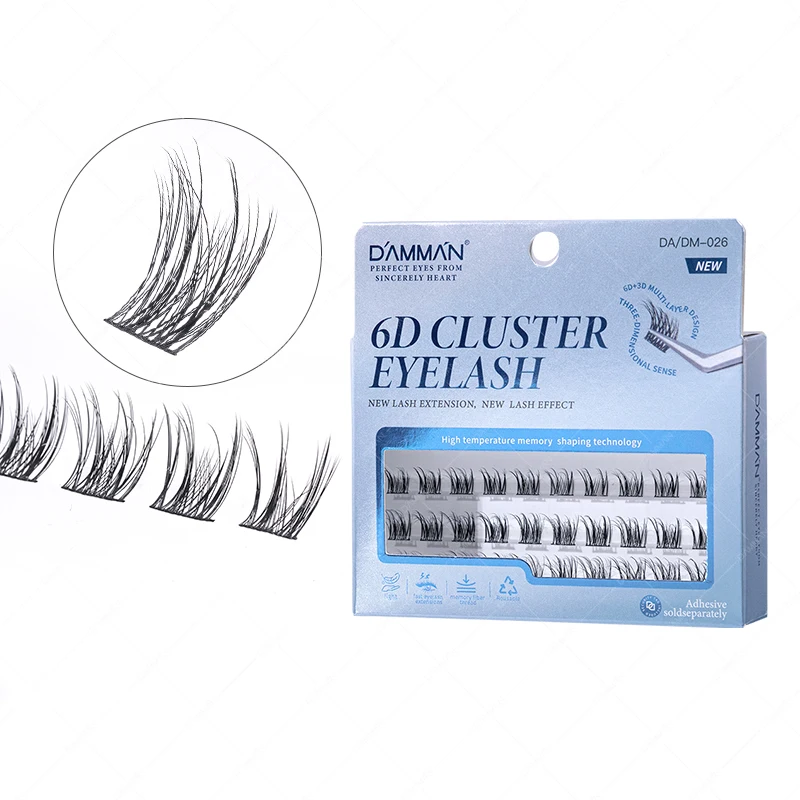 DAMMAN D Curl 0.07mm No Glue Need False Lash Self adhesive Lashes Clusters DIY Eyelash Extension For Beginners Makeup Supplies