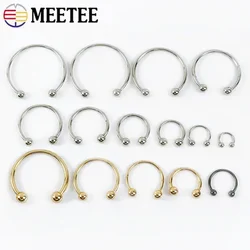 5/10Pcs Meetee 15-60mm Metal U-shaped Rings Buckle Double Screw Buckles Clothes Swimwear Collar Strap Decor Clasp Hook Accessory