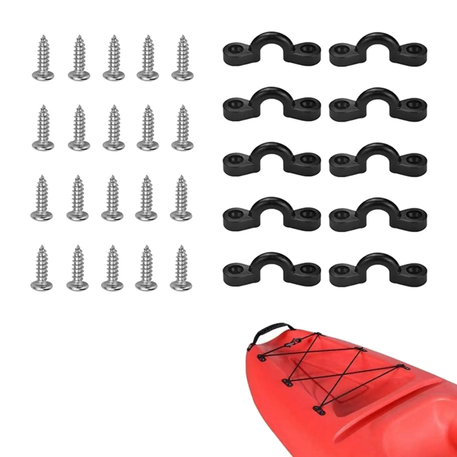 10Pcs Kayak Pad Eye Anchor Point Hardware C Type Pull Handle Buckle Eyelets with Screws for Canoes Boats Kayaks