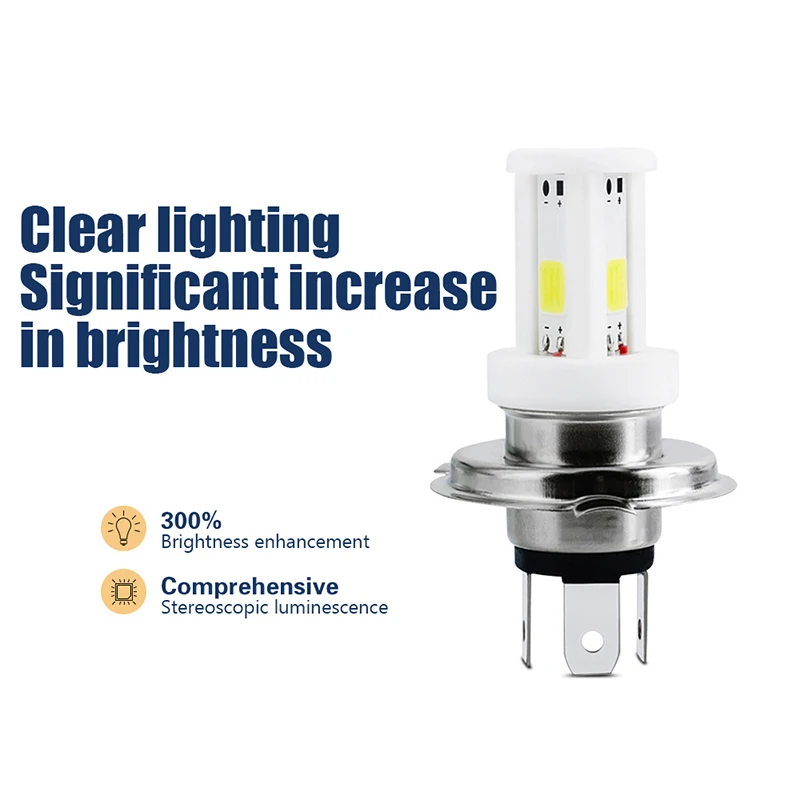 دراجة نارية المصابيح الأمامية H4 Led 3 الجانبين COB موتو أضواء عالية منخفضة شعاع دراجة نارية الملحقات السيراميك LED 12 فولت