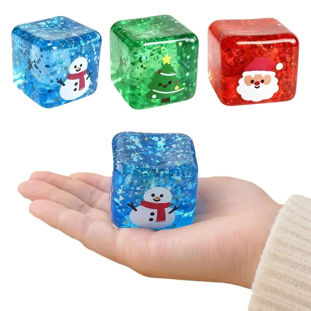 Slow Rebound Christmas Cube Squeeze Soft Touch Lightweight Squeeze Fidget Snowman/Christmas Tree Square Shape Stress Ball