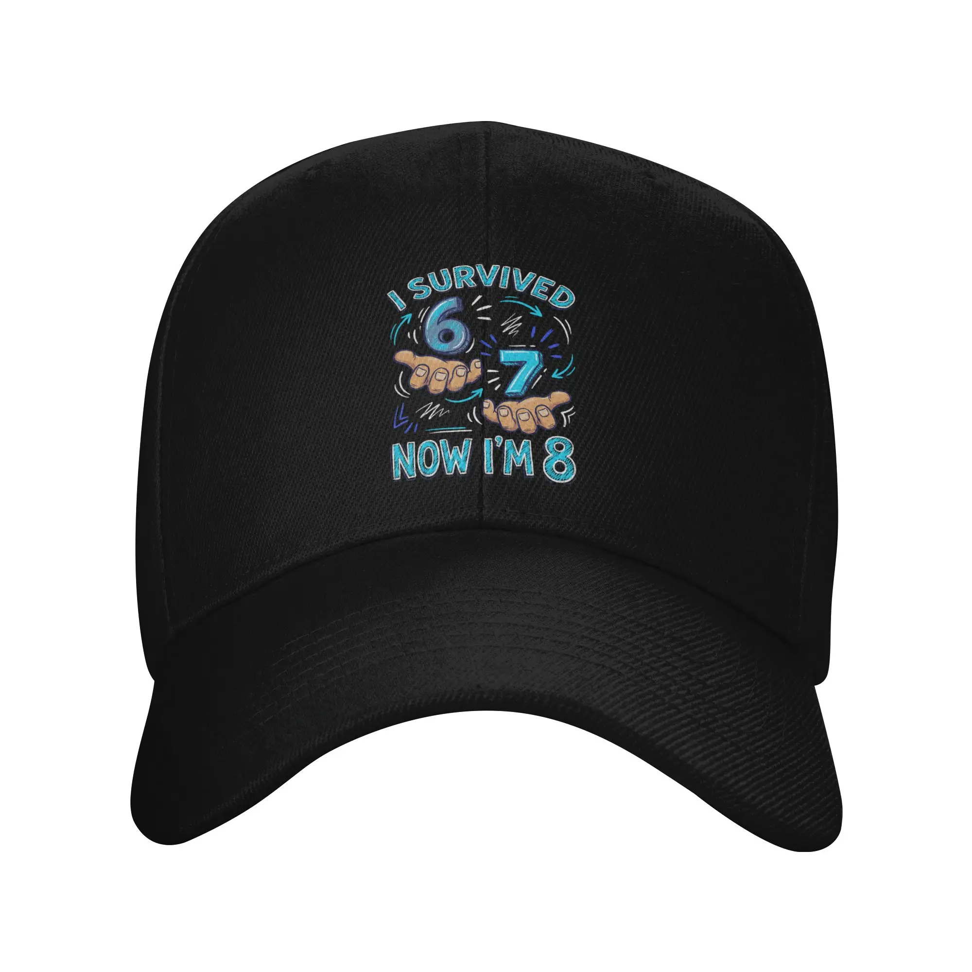 I Survived 6 7 Now I'm 8 8th Birthday Boys Casual Baseball Cap Fishing Hip Hop Hats Summer Sun Visor Men Classic Baseball Caps