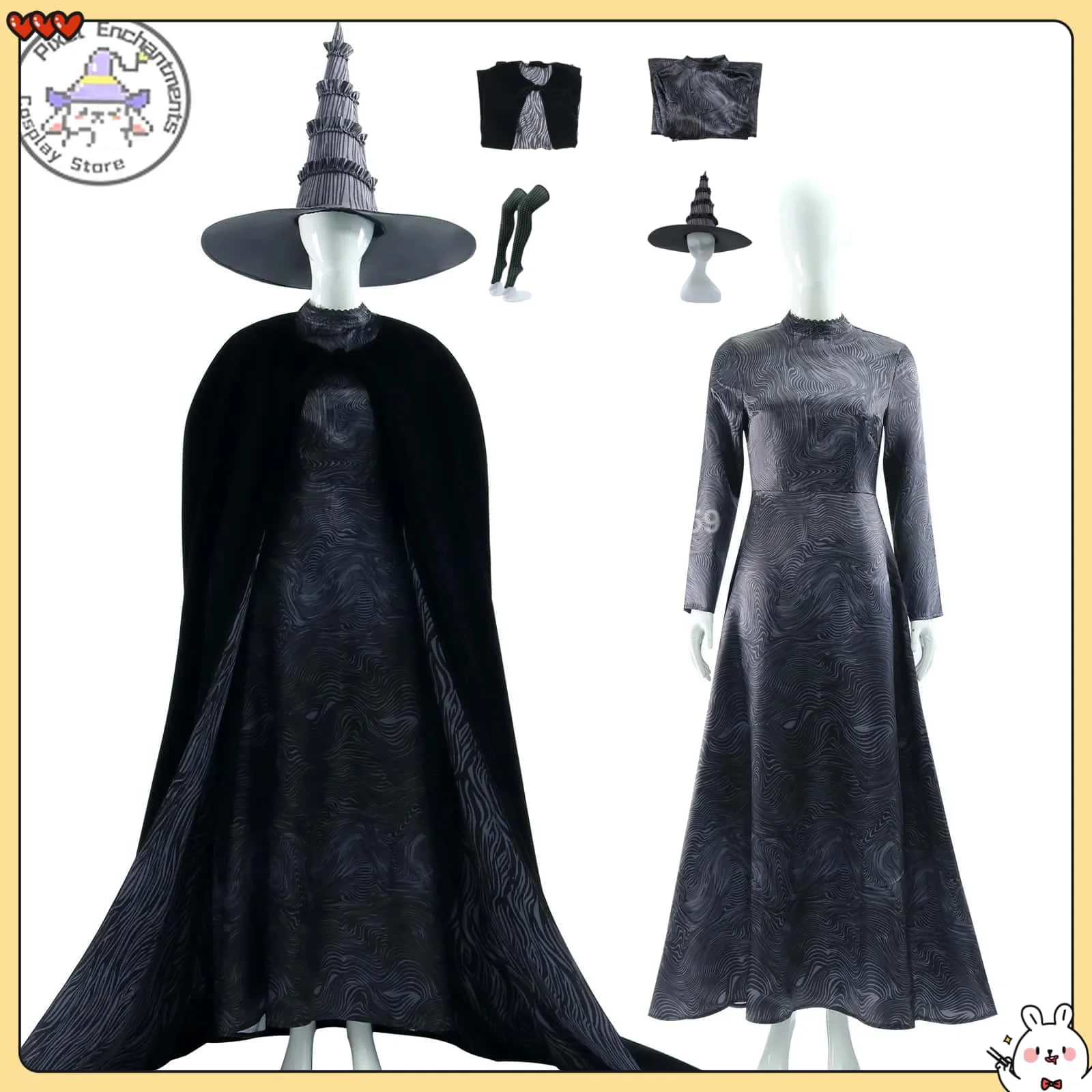 

Wicked Elphaba New Arrival Cosplay Costumes Comic Con Clothes for Women Halloween Party Role-playing Black Dress with Hat Anime