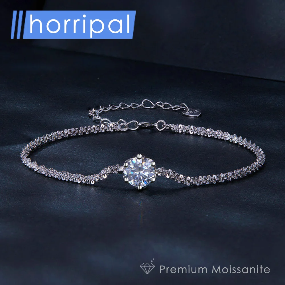 

1ct D Color Moissanite Pure Silver Bracelet for Women Anniversary Gift Sparkling Diamond with GRA Certificate Waterproof Jewelry