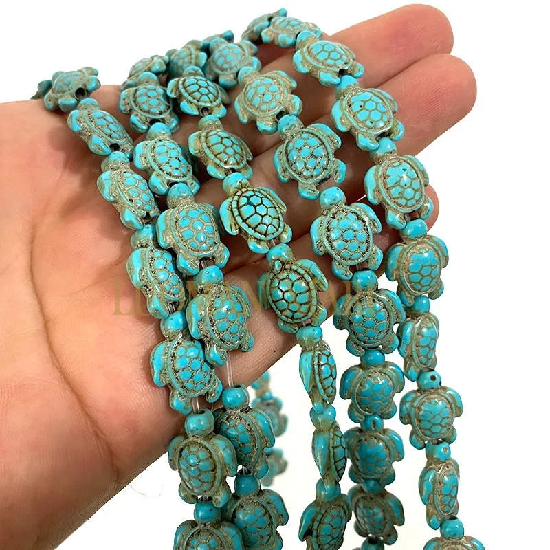 Wholesale Blue Turquoise Turtle Shape Natural Stone Beads for Jewelry Making DIY Bracelet Necklace Handmade Materials 14x18mm image 5