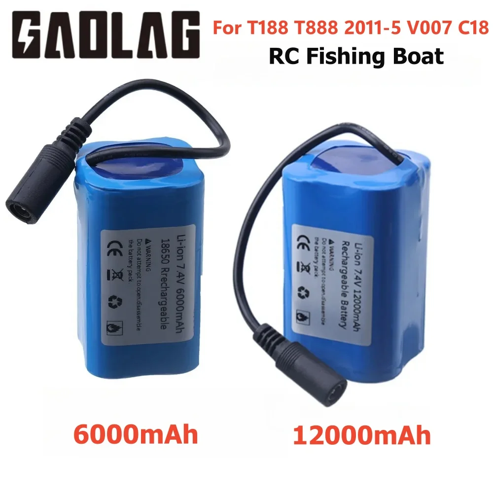 Akumulator 7.4V 12000Mah 6000Mah do T188 T888 2011-5 V007 C18 H18 V18 D18B FX88 Zdalnie sterowany akumulator do łodzi RC Fishing Bait