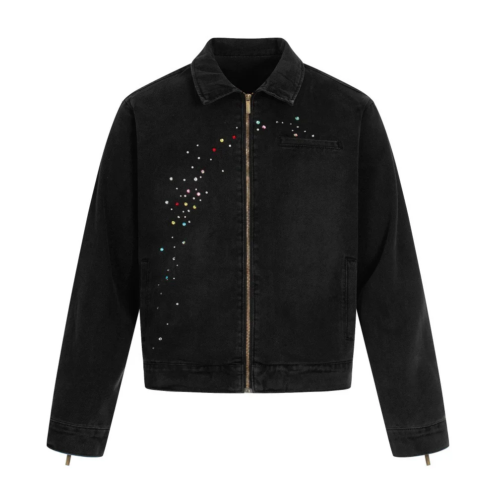 Hip-Hop Frühling Herbst Denim Herren Baseball-Bomberjacke Unisex Damen Übergroße Freizeitjacke Paar-Tanz High Streetwear