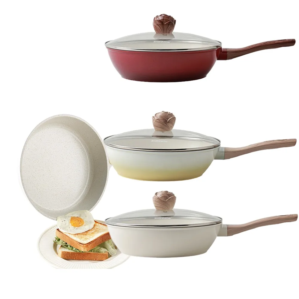 

DONNOR Nonstick Ceramic Frying Pan Skillet 3.6L Frying Pan Skillet with Lid Ceramic Skillets PFAS-Free Heat Resistant Handle
