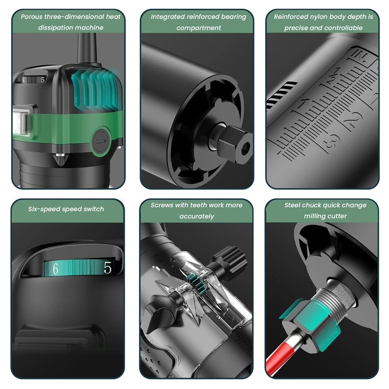 800 واط 6 سرعة آلة التشذيب الكهربائية 33000 دورة في الدقيقة الأعمال الخشبية تنقش اليد الخشب حافة راوتر المتقلب المنزل لتقوم بها بنفسك زيوت الطاقة